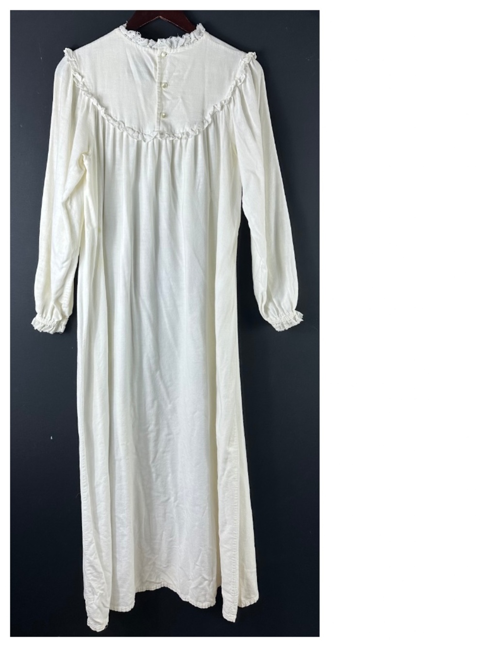 Vtg Lanz of Salzburg Long Nightgown Sz Small White Ruffle Lace Cottage Prairie - Picture 3 of 11